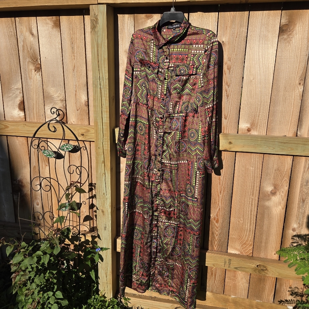 NWOT Urban Modesty Colorful Print Button Dress XL